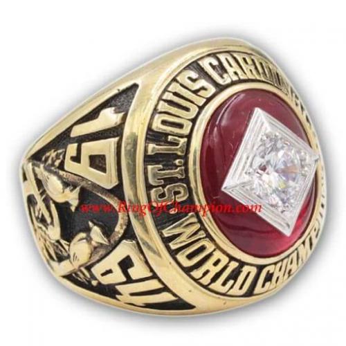 LOUIS CARDINALS Vintage Rare & Collectible High-Quality Replica Baseball Silver Championship Ring with Cherrywood Display Box 1964 WORLD SERIES CHAMPIONS ST Victory Vs. Yankees 