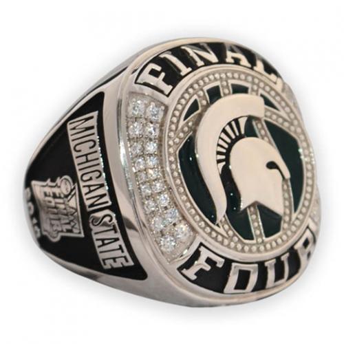 New Michigan State Spartans Silver Tone Stainless Steel Engraved Ring Sizes 6-13 