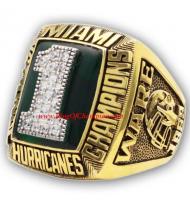 1989 Miami Hurricanes Men's Football NCAA National College Championship Ring