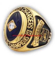 1963 San Diego Chargers Men's Football World Championship Ring, Replica San Diego Chargers Ring