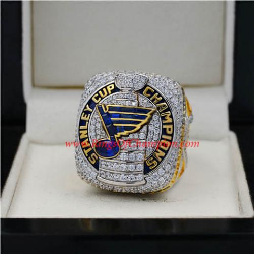 Blues 2019 Stanley-Cup Replica Championship Ring Championship Ring Collectible Gift Fashion Size 8-13 with A Wooden Box 