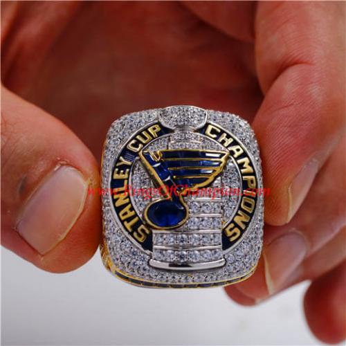 Blues 2019 Stanley-Cup Replica Championship Ring Championship Ring Collectible Gift Fashion Size 8-13 with A Wooden Box 