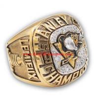 1990 - 1991 Pittsburgh Penguins Stanley Cup Championship Ring, Custom Pittsburgh Penguins Champions Ring